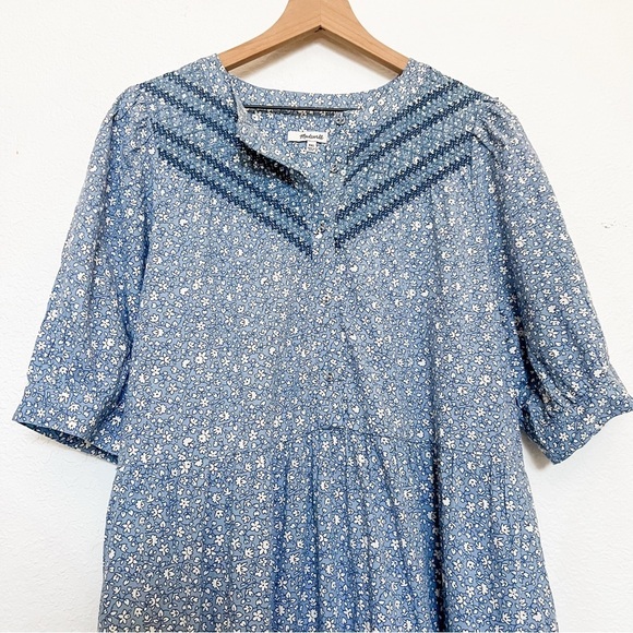 Madewell Light Blue Floral Midi Dress - Picture 6 of 10